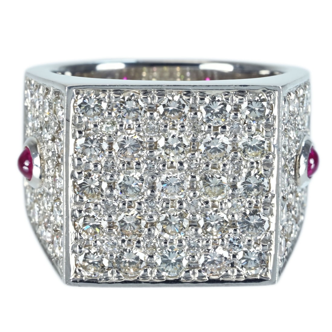 PT900 DIAMOND RING: Type:RING Diamond:2.25ct Ruby:0.24ct Metal:PT900 Size:6(US) Accessories:N/A