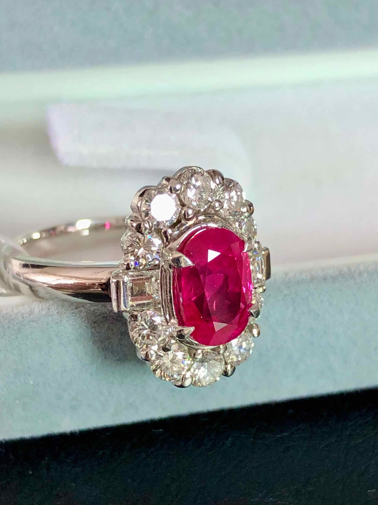 Pt900 Burma Pinkish H Ruby Diamond Ring - 3