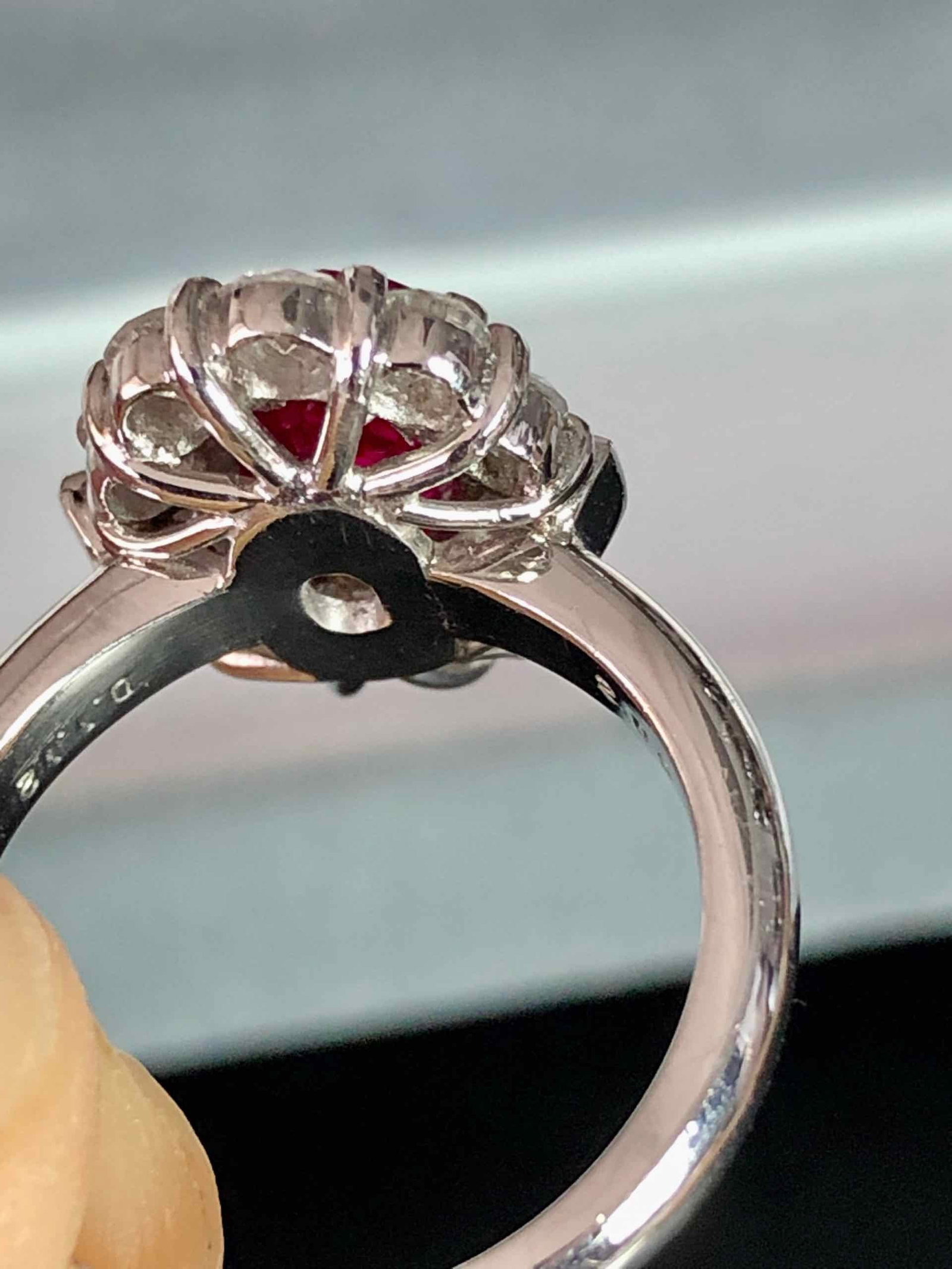 Pt900 Burma Pinkish H Ruby Diamond Ring - 5