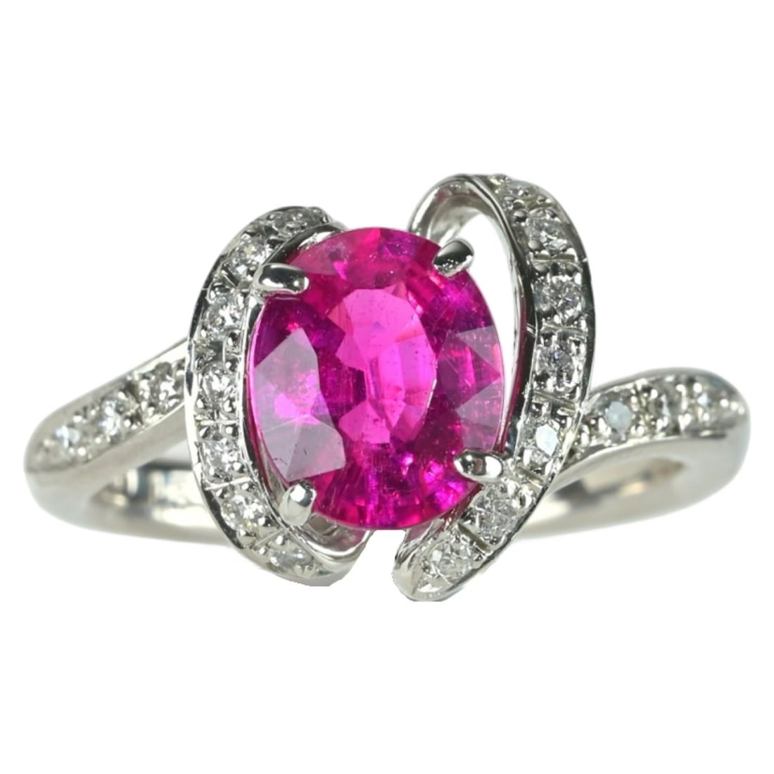 Pt900 Tourmaline Diamond Ring: Type: Ring Metal:Platinum Tourmaline:1.58ct Diamond:0.20ct Size:6(US) Signed By: N/A