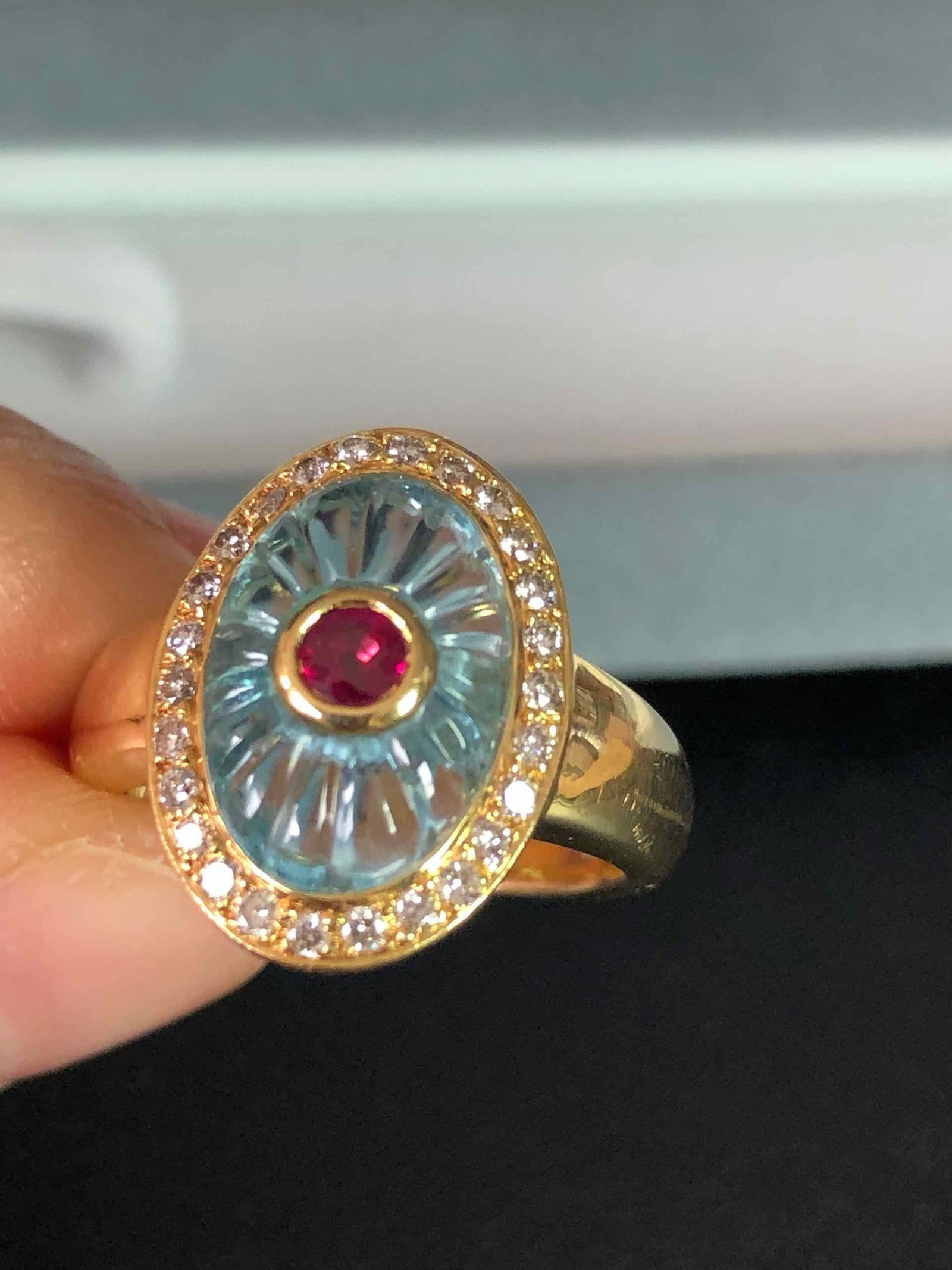 K18YG RUBY RING - 2