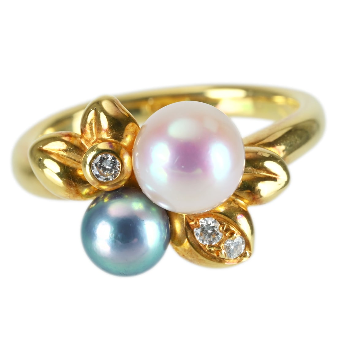 TASAKI K18 5.3-6.6mm Akoya Pearl Diamond Ring: Brand:TASAKI Model No.:N/A Diamond:0.06ct Sizs:5.25(US) Material:K18 Accessories:N/A