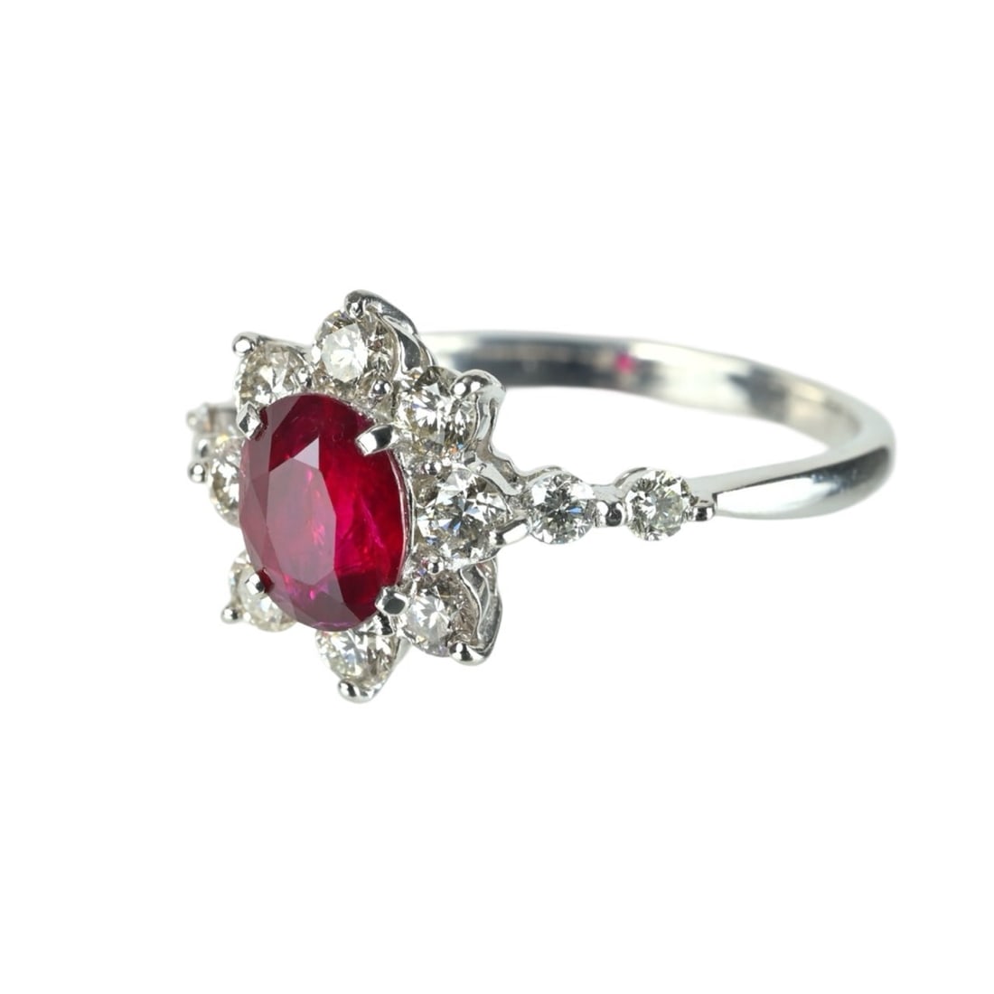 Pt900 Ruby Diamond Ring - 2