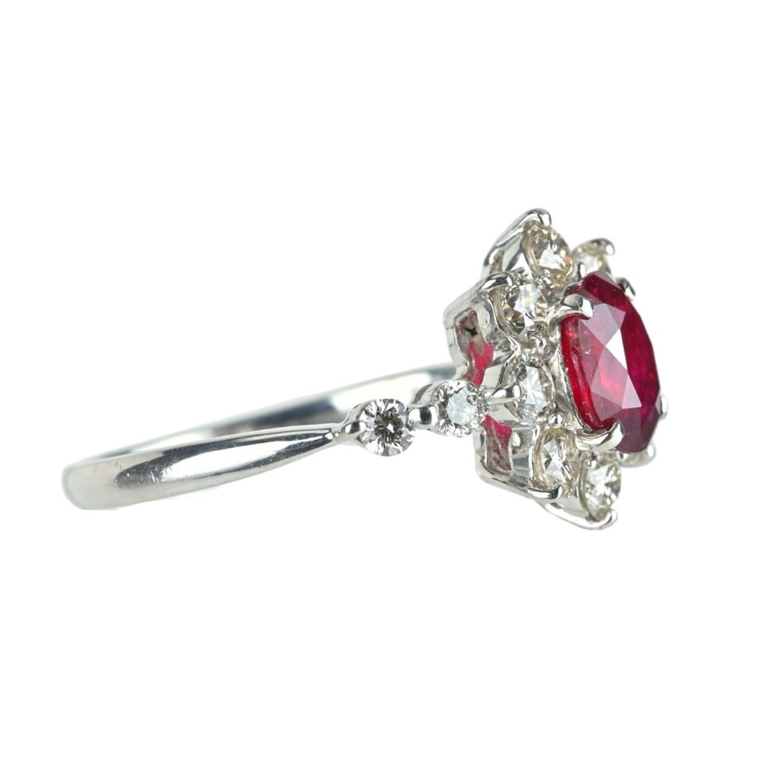 Pt900 Ruby Diamond Ring - 3
