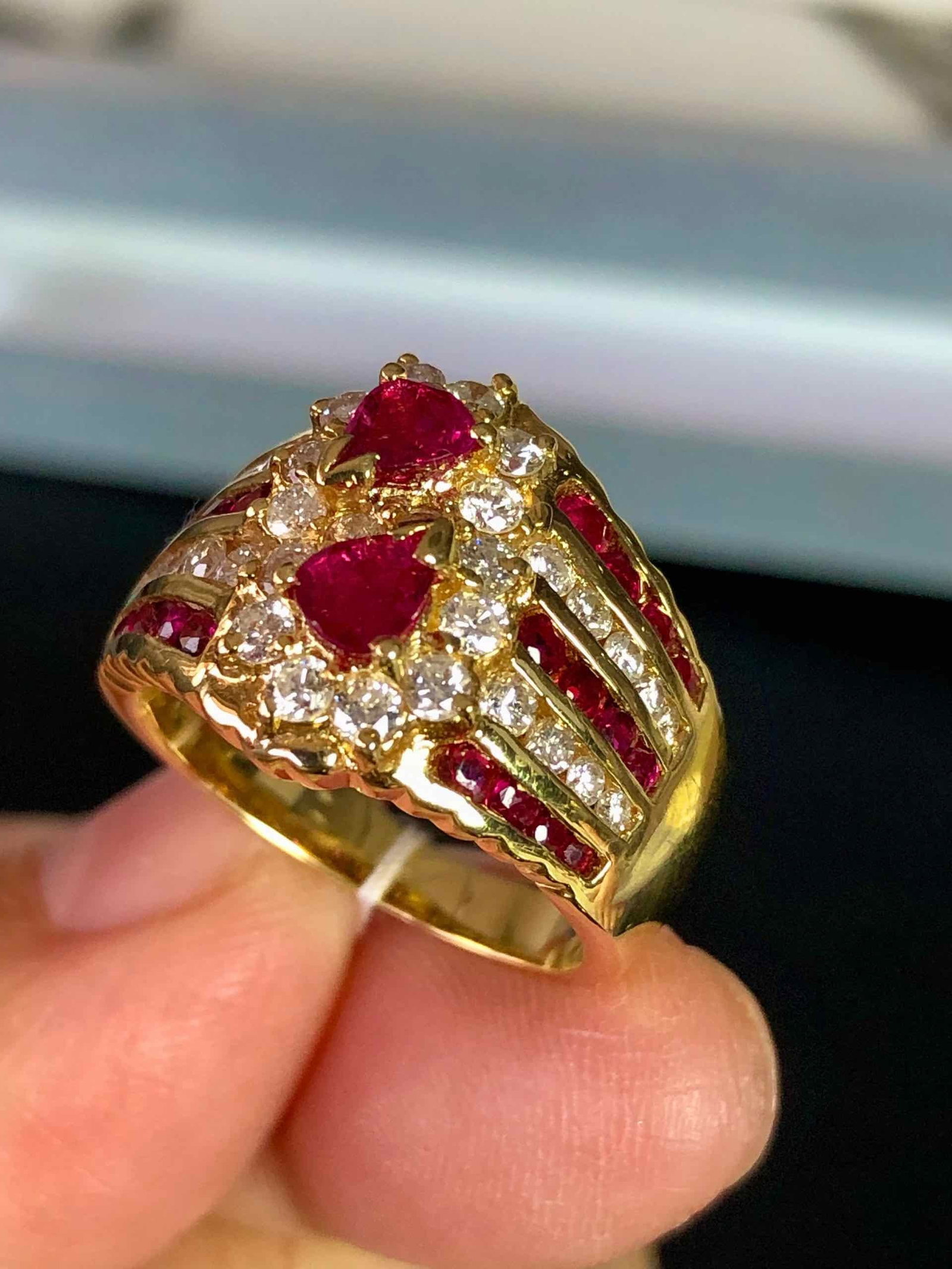 K18 Ruby Diamond Ring - 4