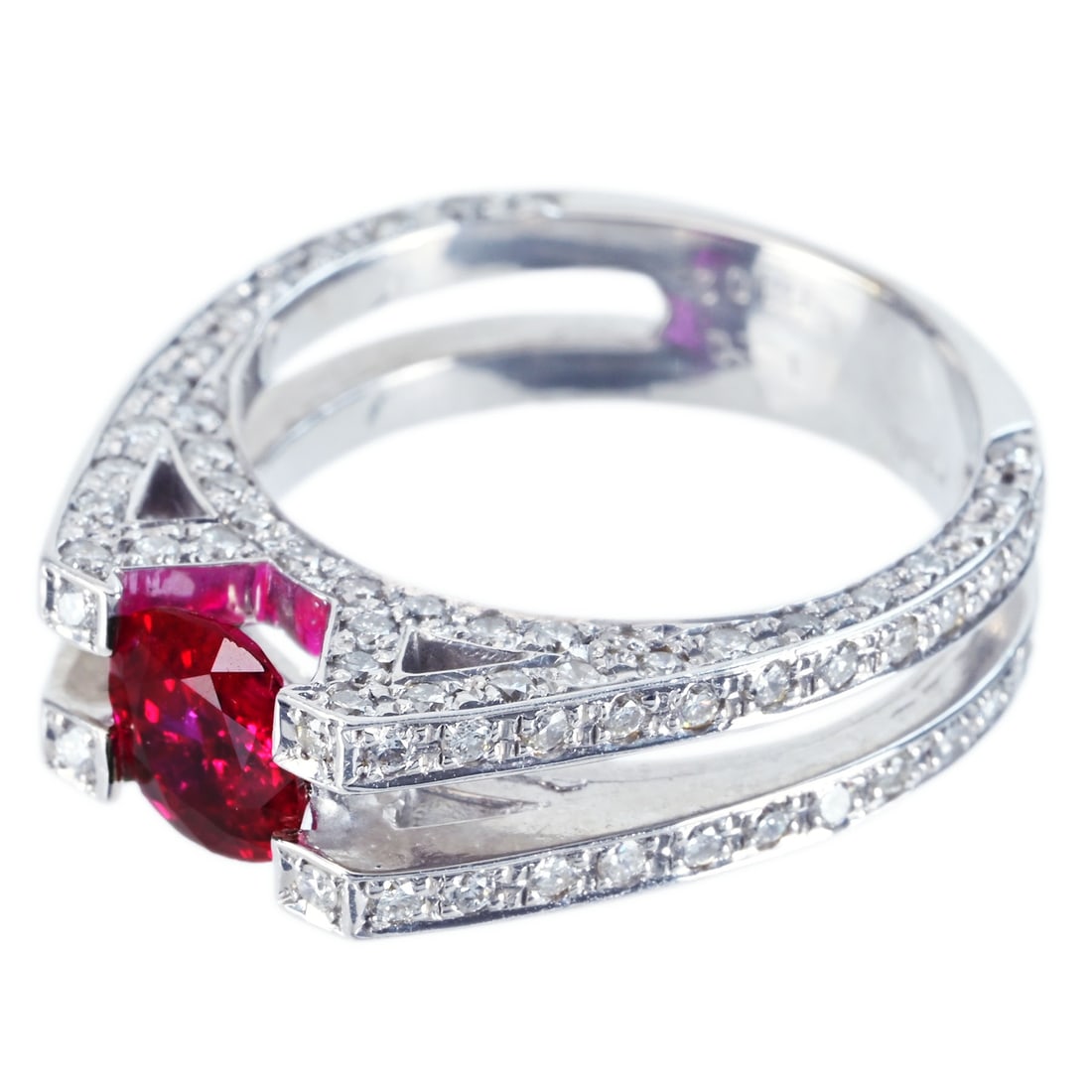 K18WG RUBY RING - 2