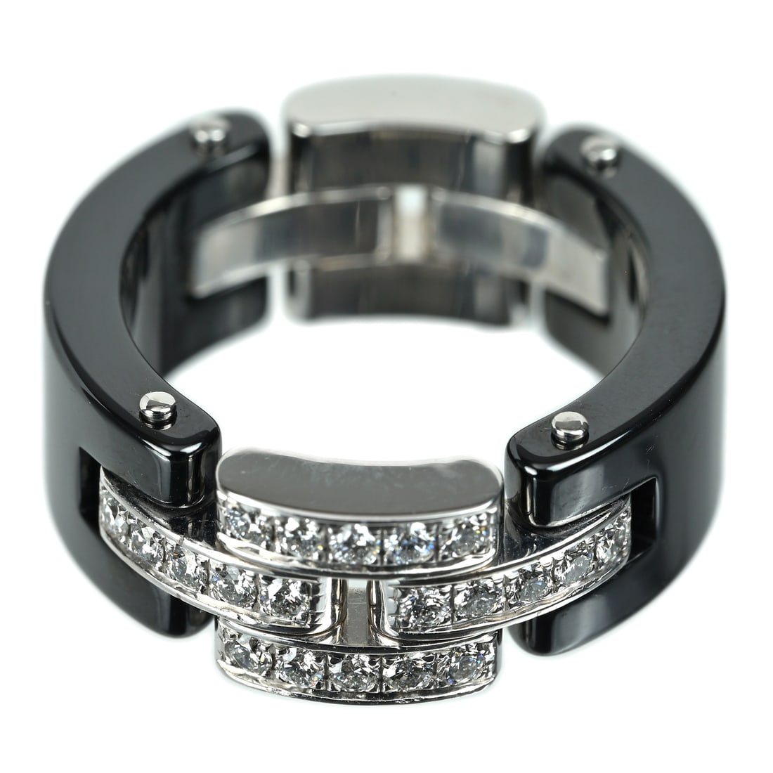 CARTIER K18 Ceramic Maillon Panth?e Diamond Ring: Brand:CARTIER Type: Ring Material:K18 Model No.: N/A Sizs:6.5(US) Accessories:Box/Certification