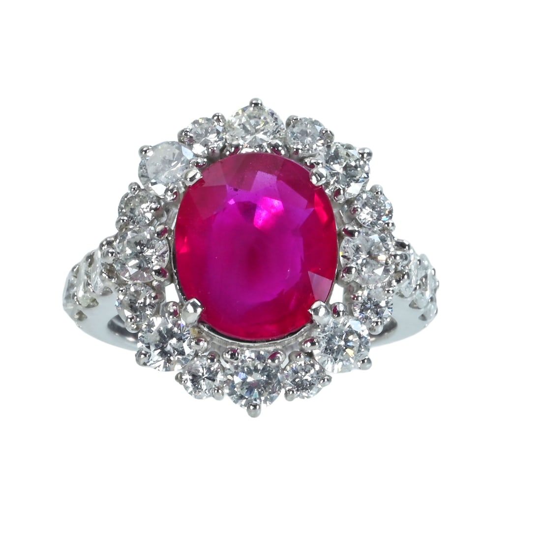Pt950 Burma H Red Ruby Diamond Ring (1 of 5)