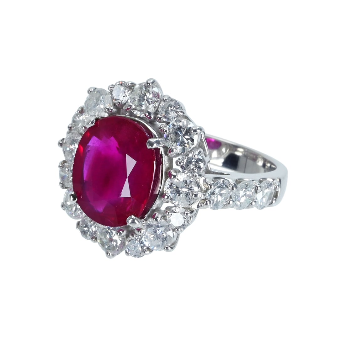 Pt950 Burma H Red Ruby Diamond Ring - 2