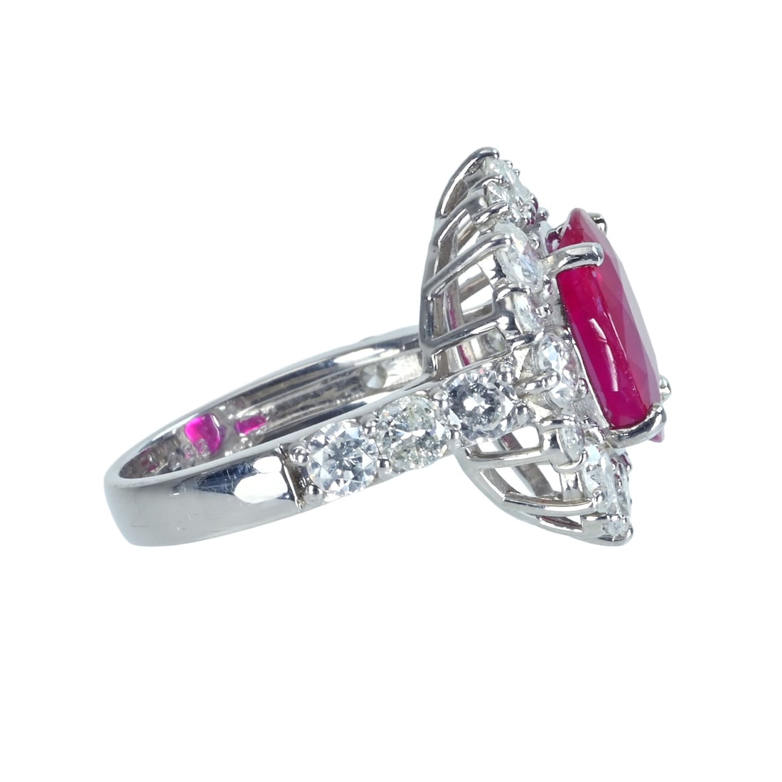 Pt950 Burma H Red Ruby Diamond Ring - 3