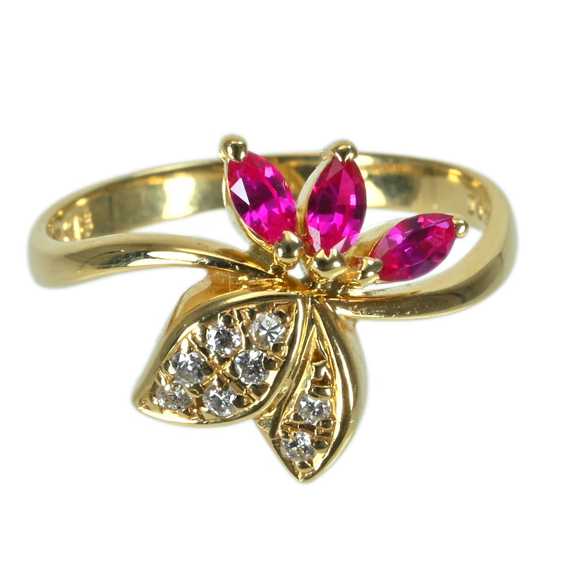 K18 Ruby Diamond Ring: Type: Ring Metal:18K Yellow Gold Ruby:0.27ct Diamond:0.08ct Size:4.5(US) Signed By: N/A