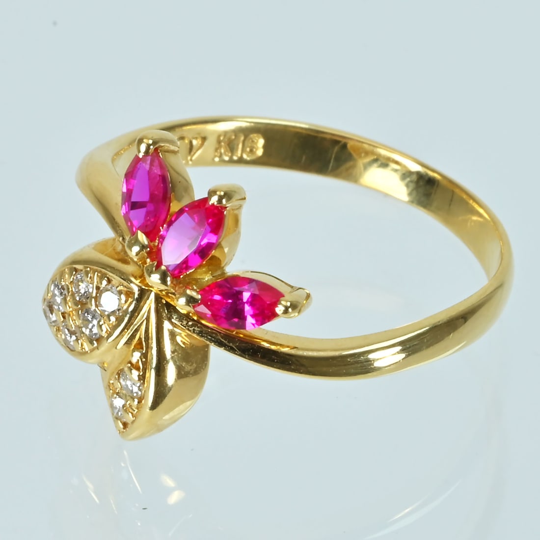 K18 Ruby Diamond Ring - 2