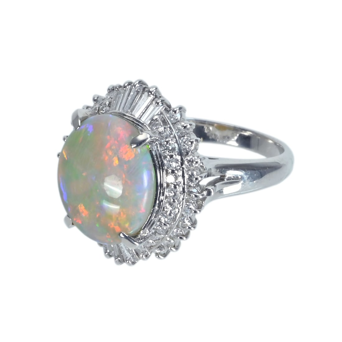 Pt900 Opal Diamond Ring - 2