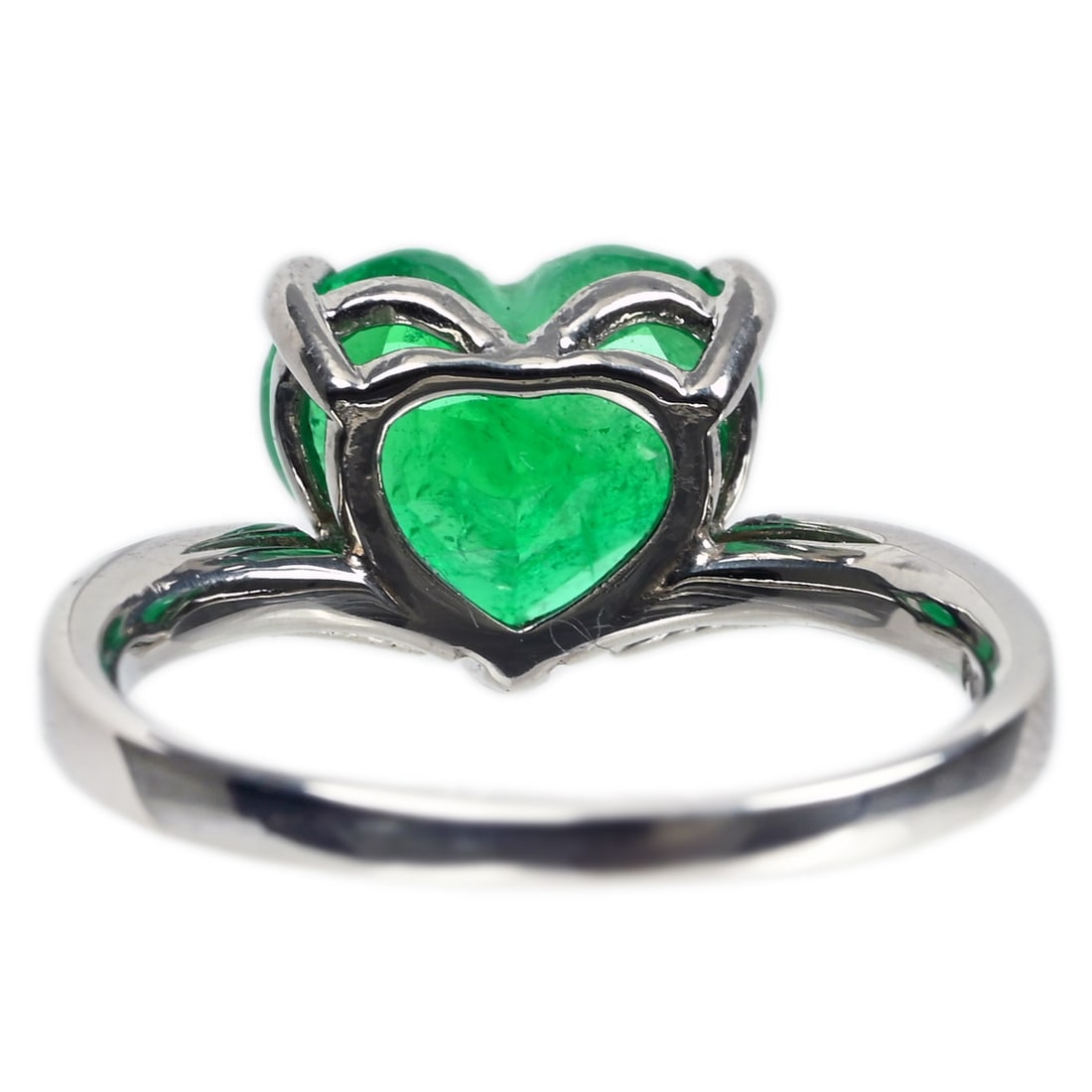 Pt900 Emerald Diamond Ring - 4