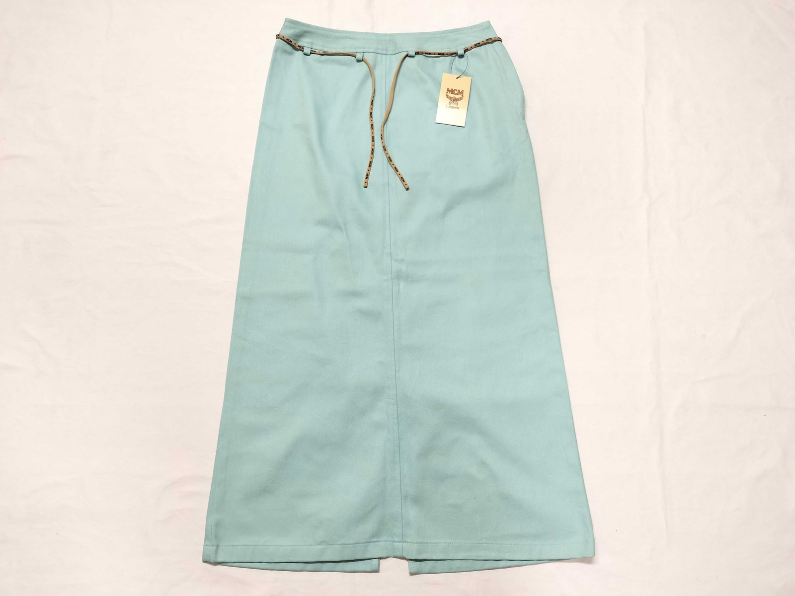 MCM LONG MINT DENIM SKIRT: Type:SKIRT Item Name:MCM LONG MINT DENIM SKIRT Brand:MCM Size:S-M Accessories:TAG