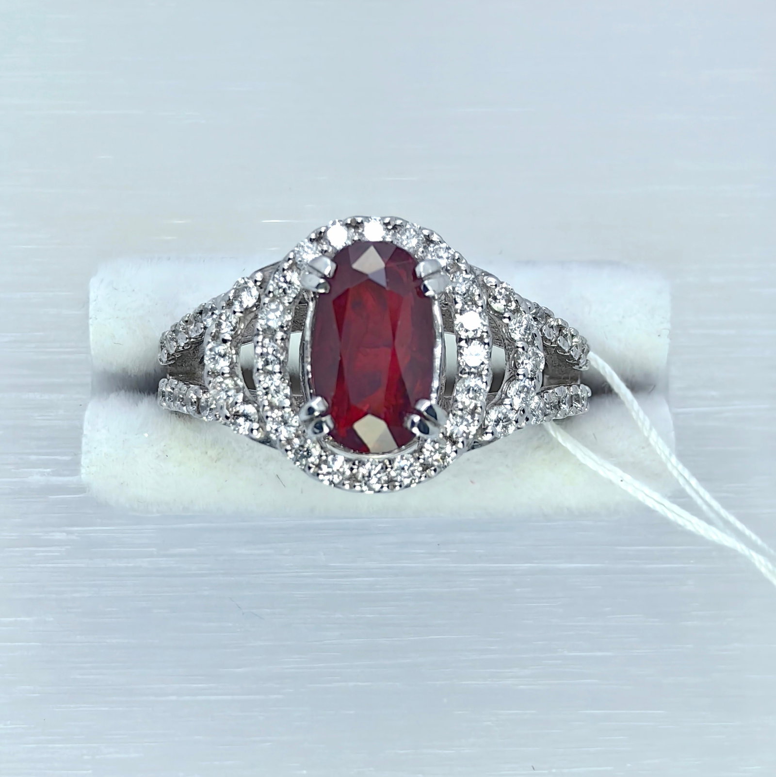 18K Mozambique Pigeon NH Ruby Diamond Ring: Type: Ring Metal:18K White Gold Ruby :2.04ct Diamond:0.56ct Size:6(US) Signed By: N/A Additional Information: AIGS