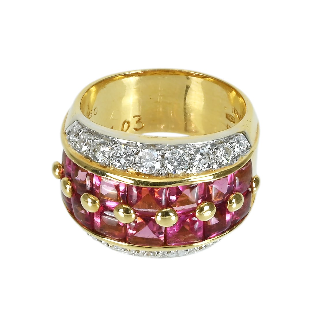 GARAVELLI K18 Pink Tourmaline Diamond Ring: Brand:GARAVELLI Model No.:N/A Tourmaline:3.50ct Diamond:1.03ct Sizs:6.75(US) Material:K18 Accessories:N/A