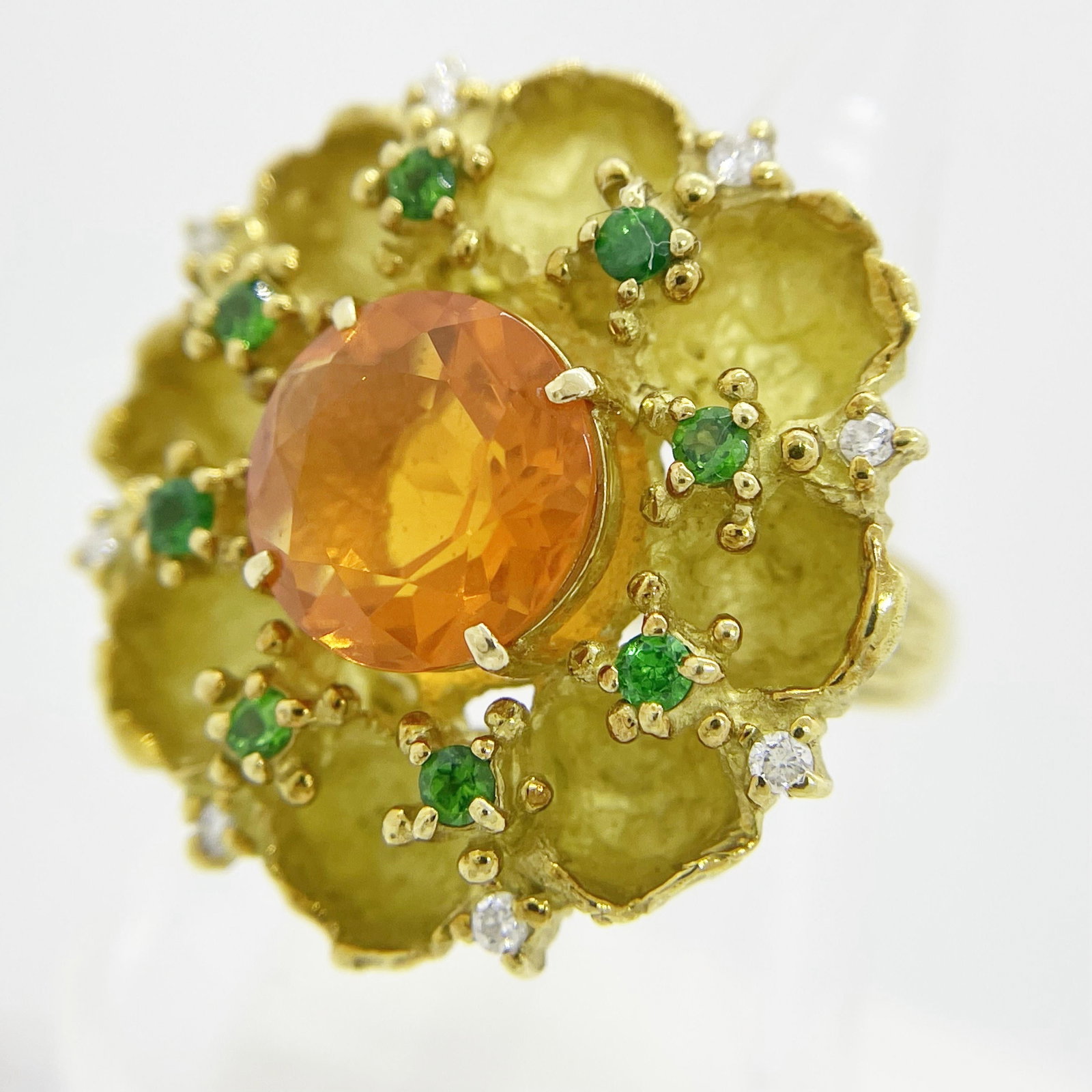 K18 Fire Opal Diamond Ring - 2