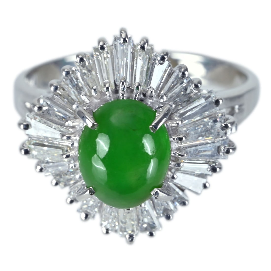 PT900 JADEITE RING: Type:RING Diamond:1.12ct Metal:18K Size:5.75(US) Accessories:N/A