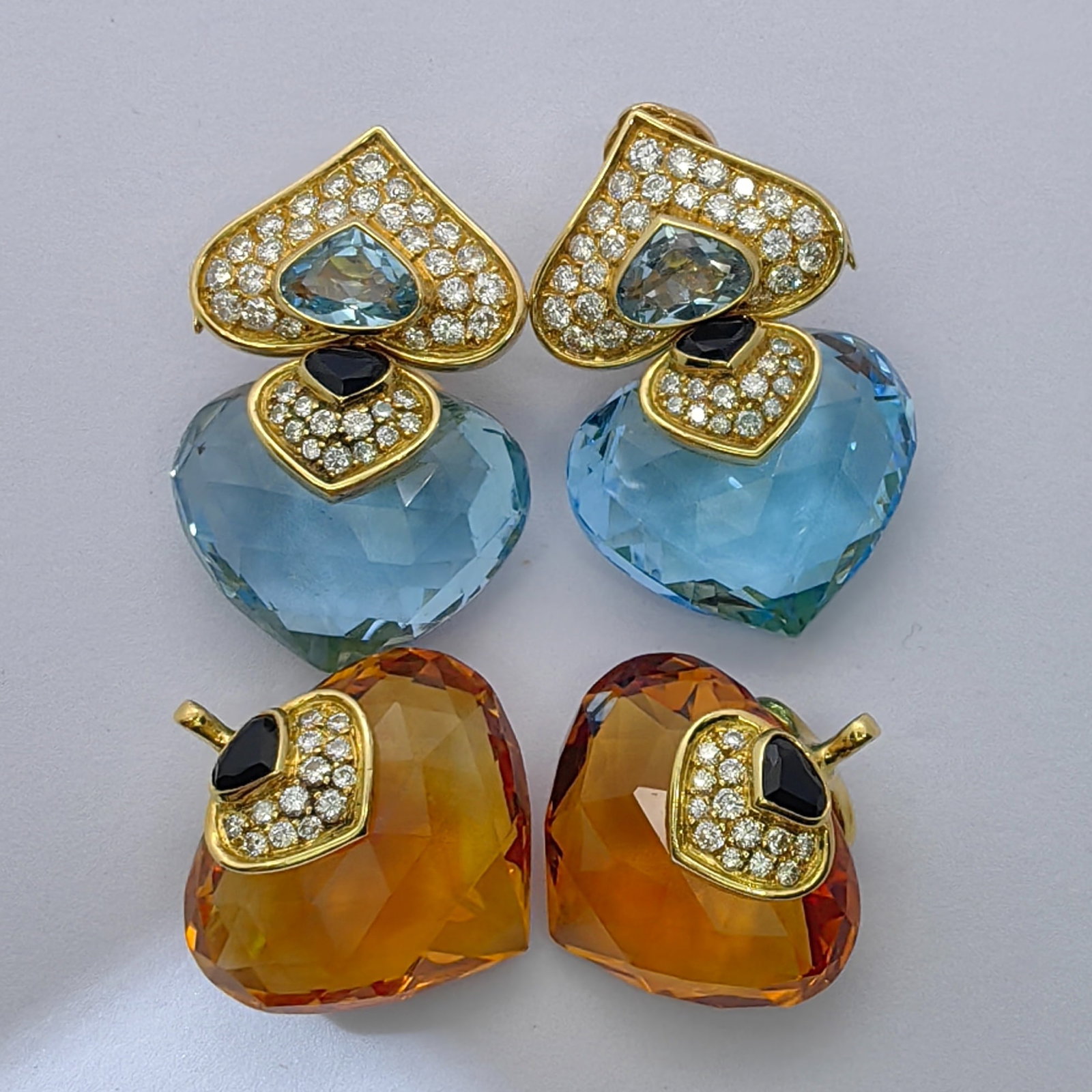 MARINA B K18 Multiple Gemstone Diamond Earring: Type: Earring Metal:K18 Yellow Gold Diamond:3.74ct Size:N/A Signed By: Marina B;F0550