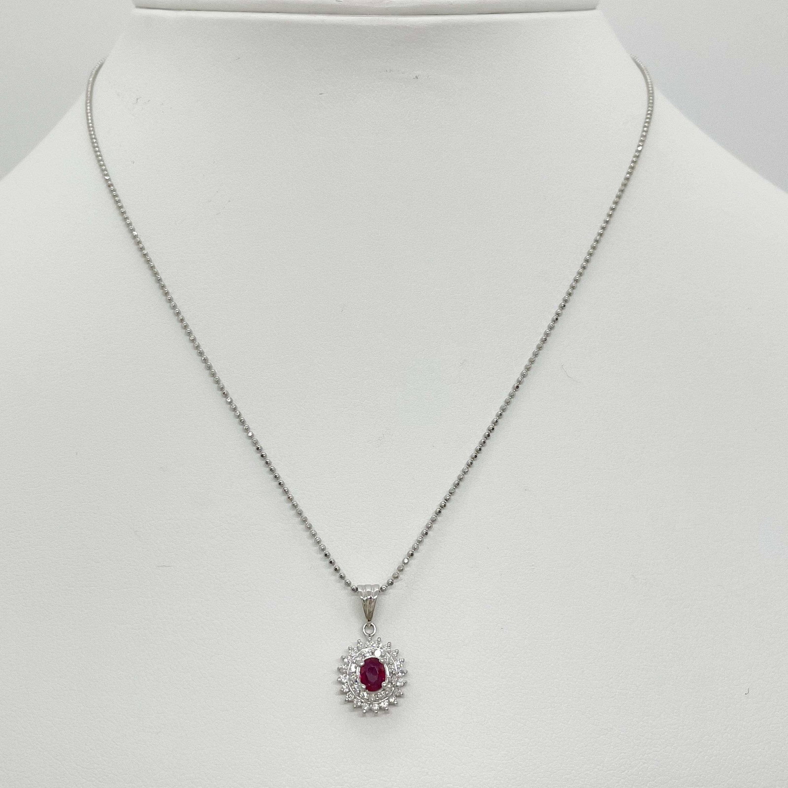 Pt900/Pt850 Ruby Diamond Necklace: Type: Necklace Metal:Platinum Ruby:N/A Diamond:0.32ct Diamond:0.22ct Size:41cm Signed By: N/A