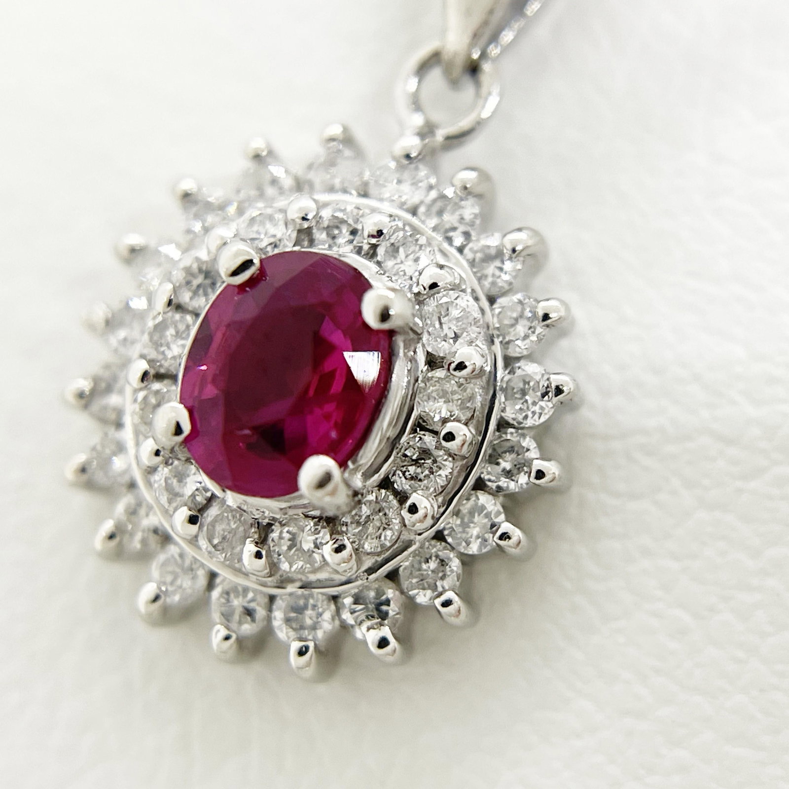 Pt900/Pt850 Ruby Diamond Necklace - 3