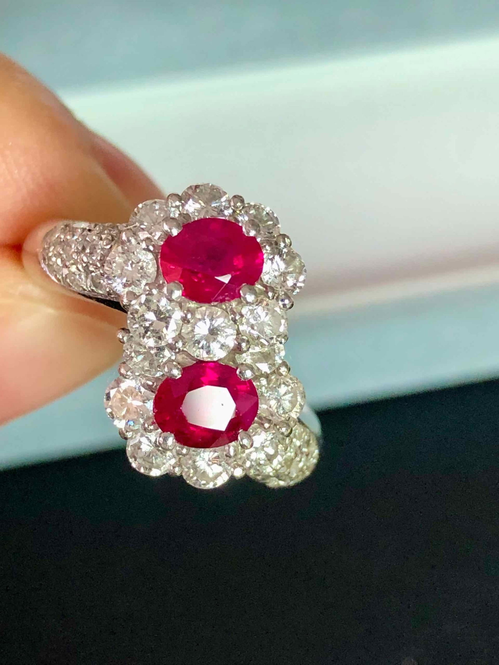 PT900 RUBY RING: Type:RING Diamond:1.17ct Ruby:1.47ct Metal:PT900 Size:6.25(US) Accessories:Nihon Treasure Association