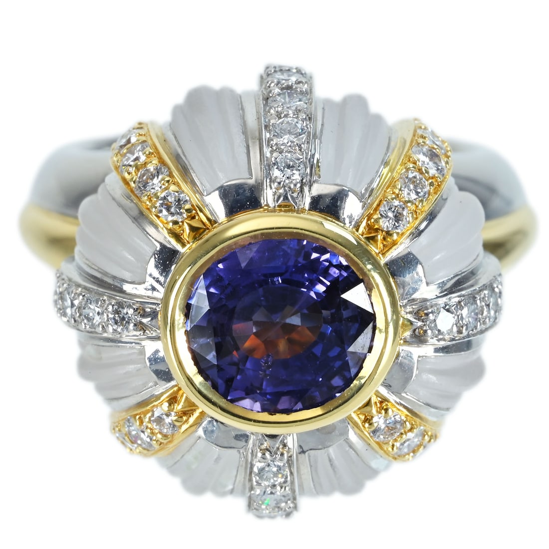 JEWEL STUDIO K18/Pt900 Sapphire Diamond Ring: Type: Ring Metal:18K Yellow Gold/Platinum Sapphire:2.94ct Sapphire:6.69ct Daimond:0.93ct Size:6(US) Signed By: N/A