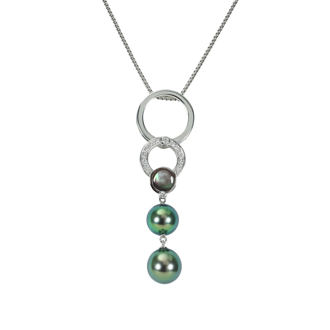 TASAKI 10.3mm 11.0mm Tahitian Pearl K18 Diamond Necklace: Brand:TASAKI Model No.:N/A Diamond:0.27ct Sizs:45cm Material:K18 Signed By:TASAKI Accessories:N/A
