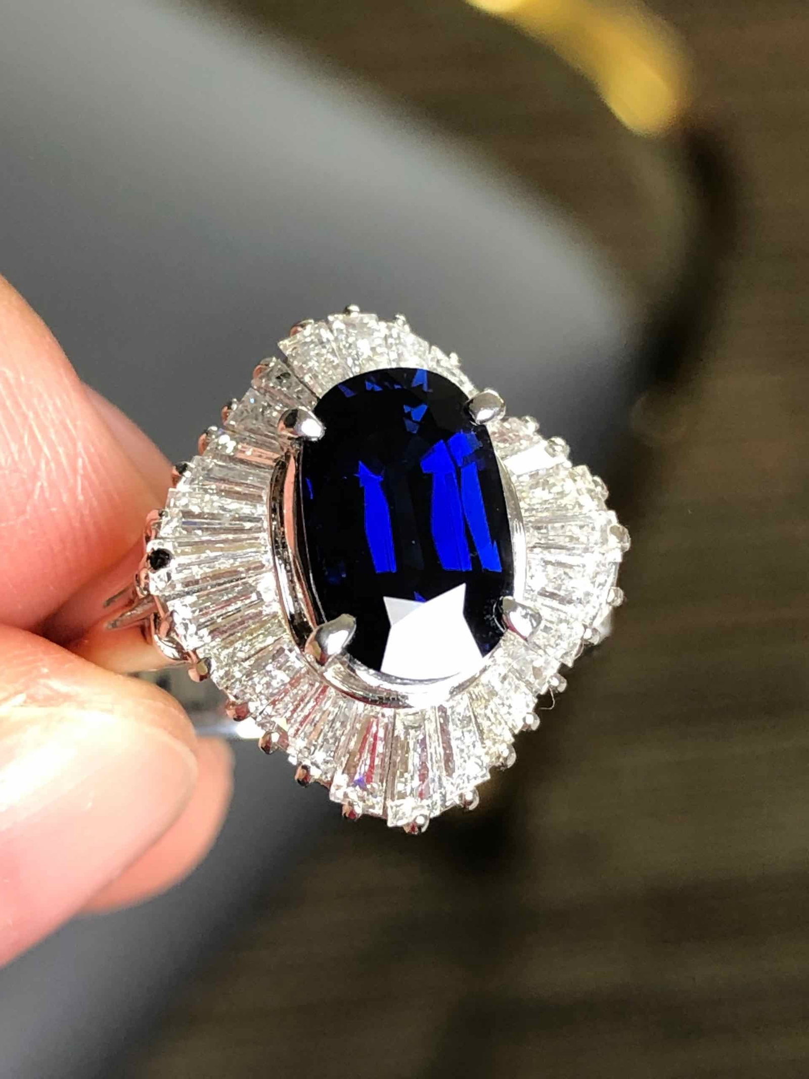 PT900 SAPPHIRE RING: Type:RING Diamond:1.48ct SAPPHIRE:2.816ct Metal:PT900 >Size:7.5(US) Accessories:GIA