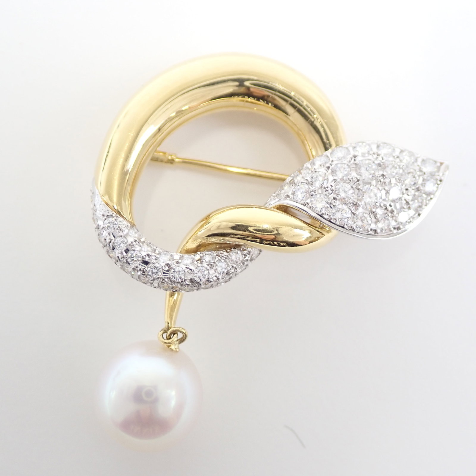 MIKIMOTO K18 Pearl Diamond Brooch: Brand:MIKIMOTO Diamond:1.09ct Material:K18 Accessories:N/A