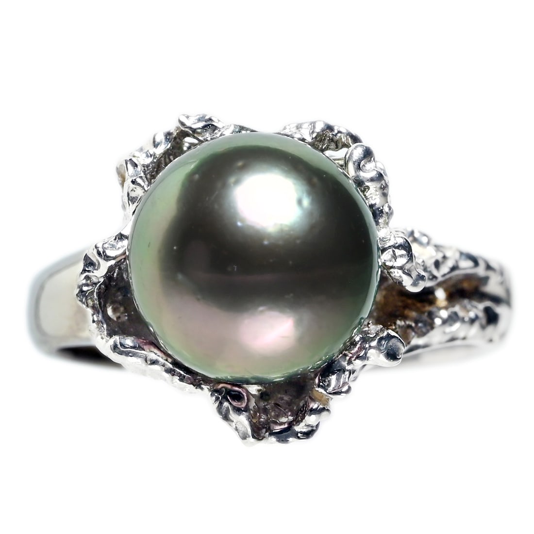 Pt900 9.6mm Tahitian Pearl Diamond Ring: Type: Ring Metal:Platinum Diamond:N/A Size:5.5(US) Signed By: N/A