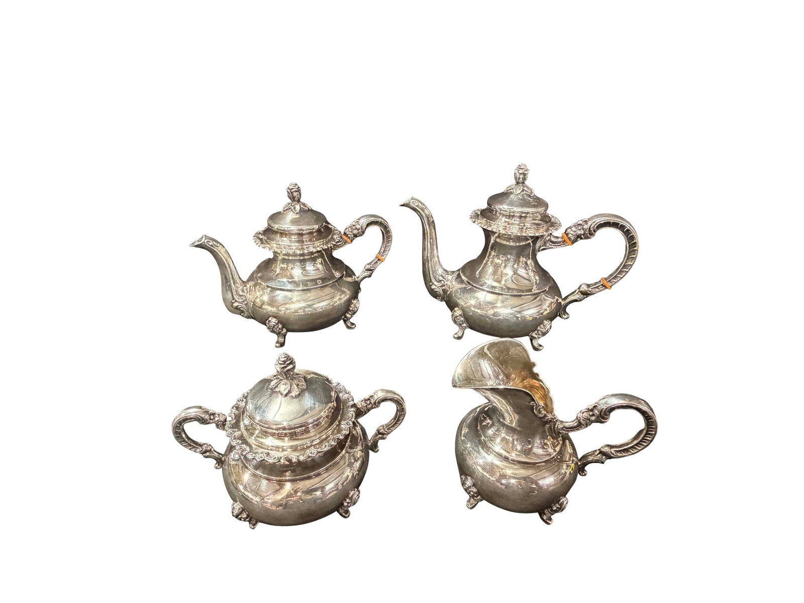 STERLING SILVER 4 PIECE TEA SET WEIGHT 61 TROY OUNCES (1 of 2)