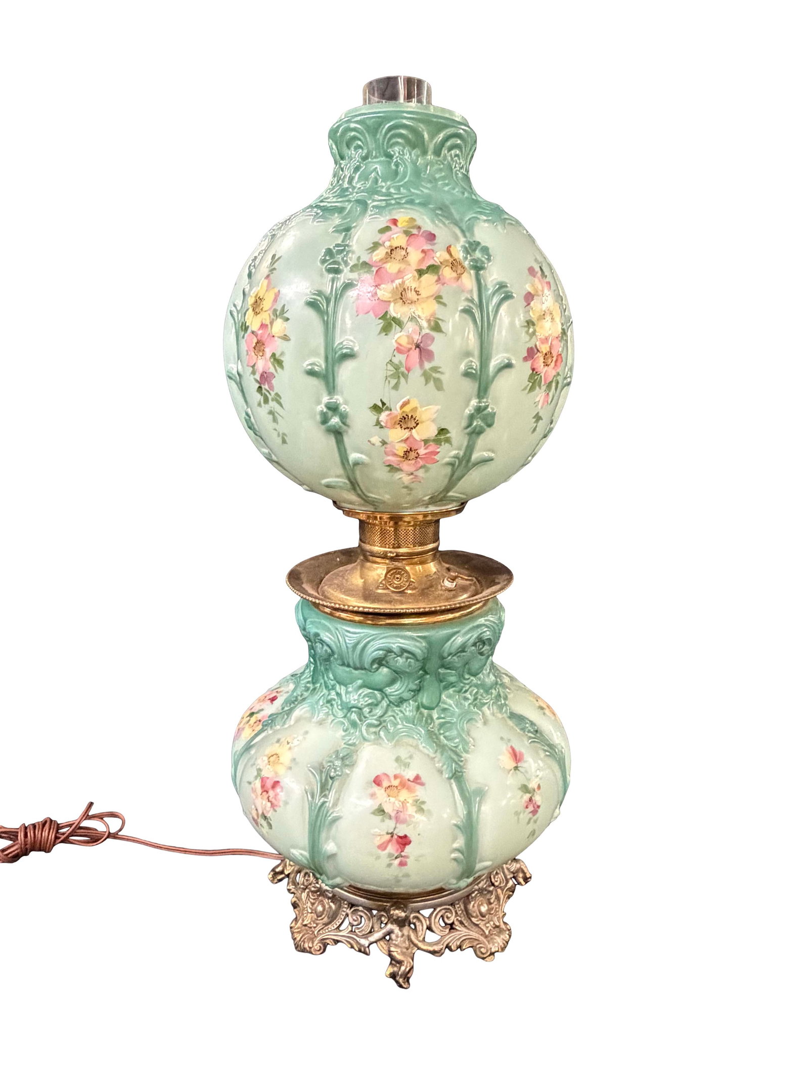 GONE WITH THE WIND TABLE LAMP WITH CHERUB METAL BASE, CHECK WIRING, 26"H X 12"W (1 of 3)
