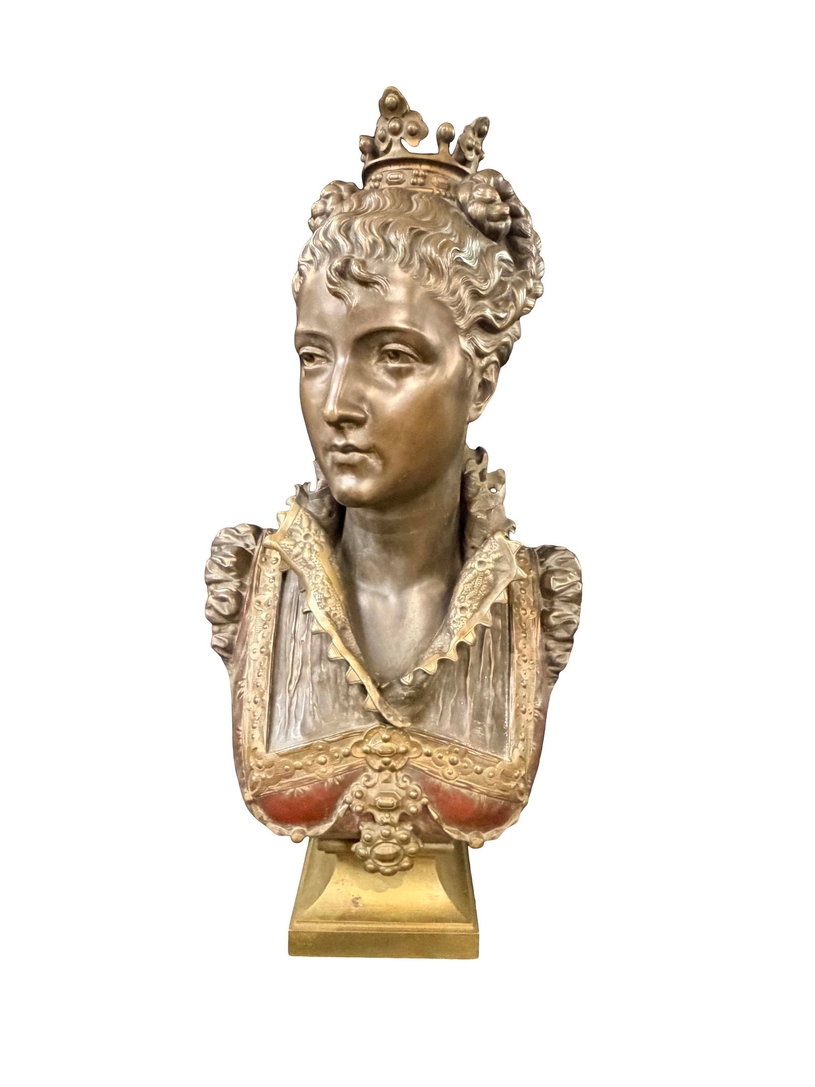 BRONZE LADY BUST STATUE, SIGNED FAURE de BROUSSE, 1876, 26"H X 13"W (1 of 4)