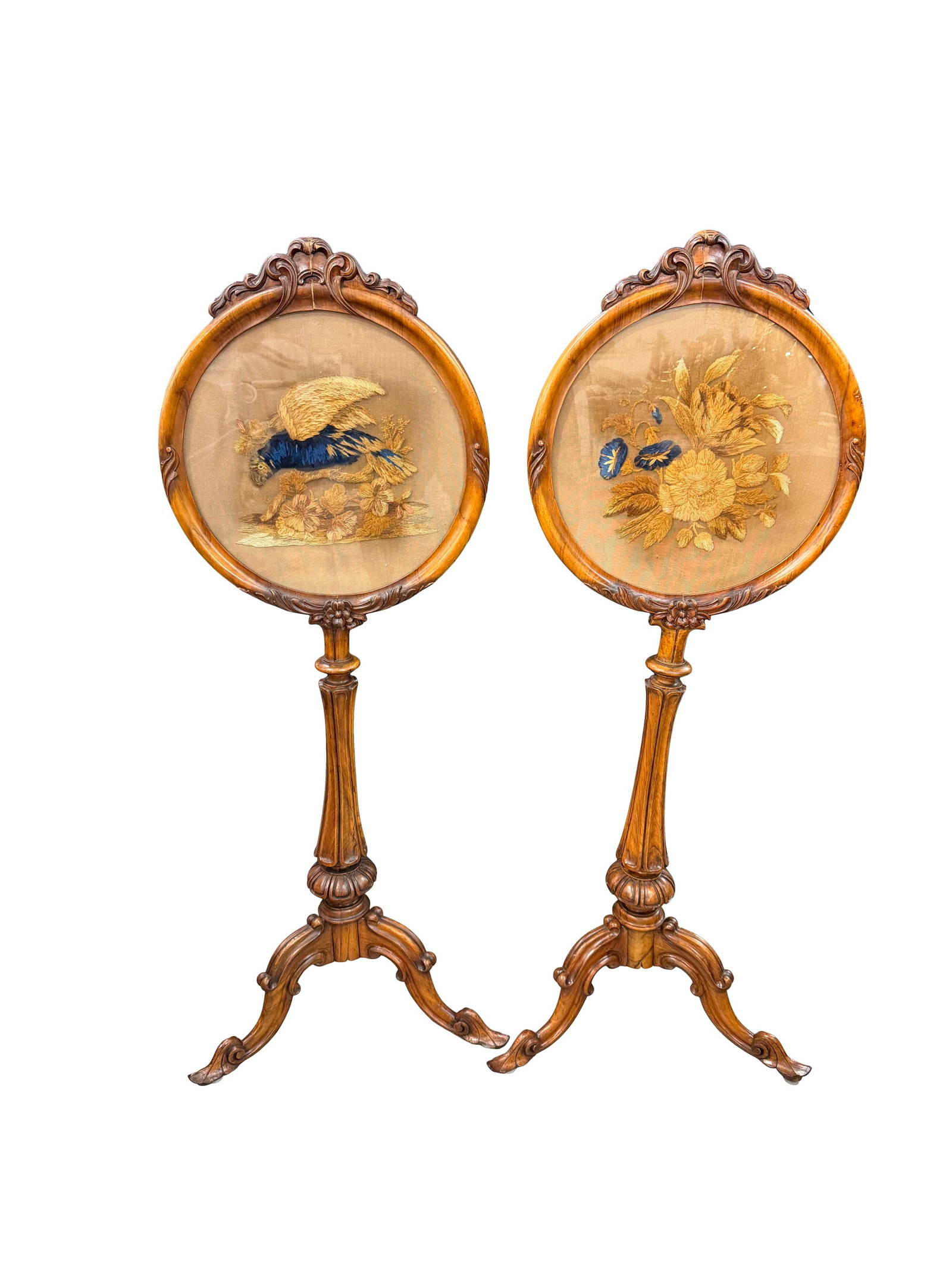 PAIR OF VICTORIAN FIRE SCREENS , 49"H X 18"W EACH (1 of 3)