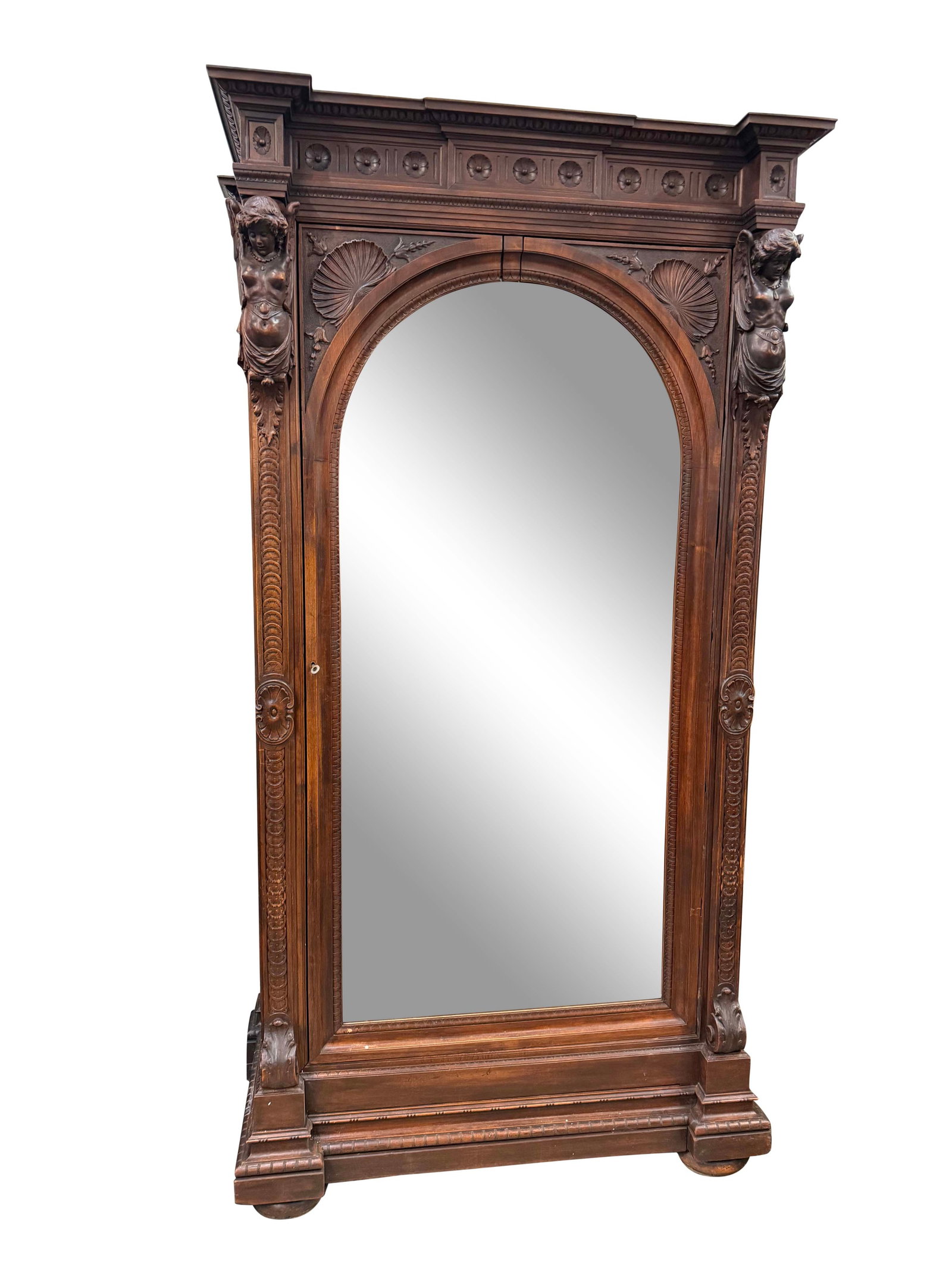 ITALIAN FINE CARVED SINGLE DOOR ARMOIRE WITH WINGED LADIES 93"H X 49"W X 26"D (1 of 5)