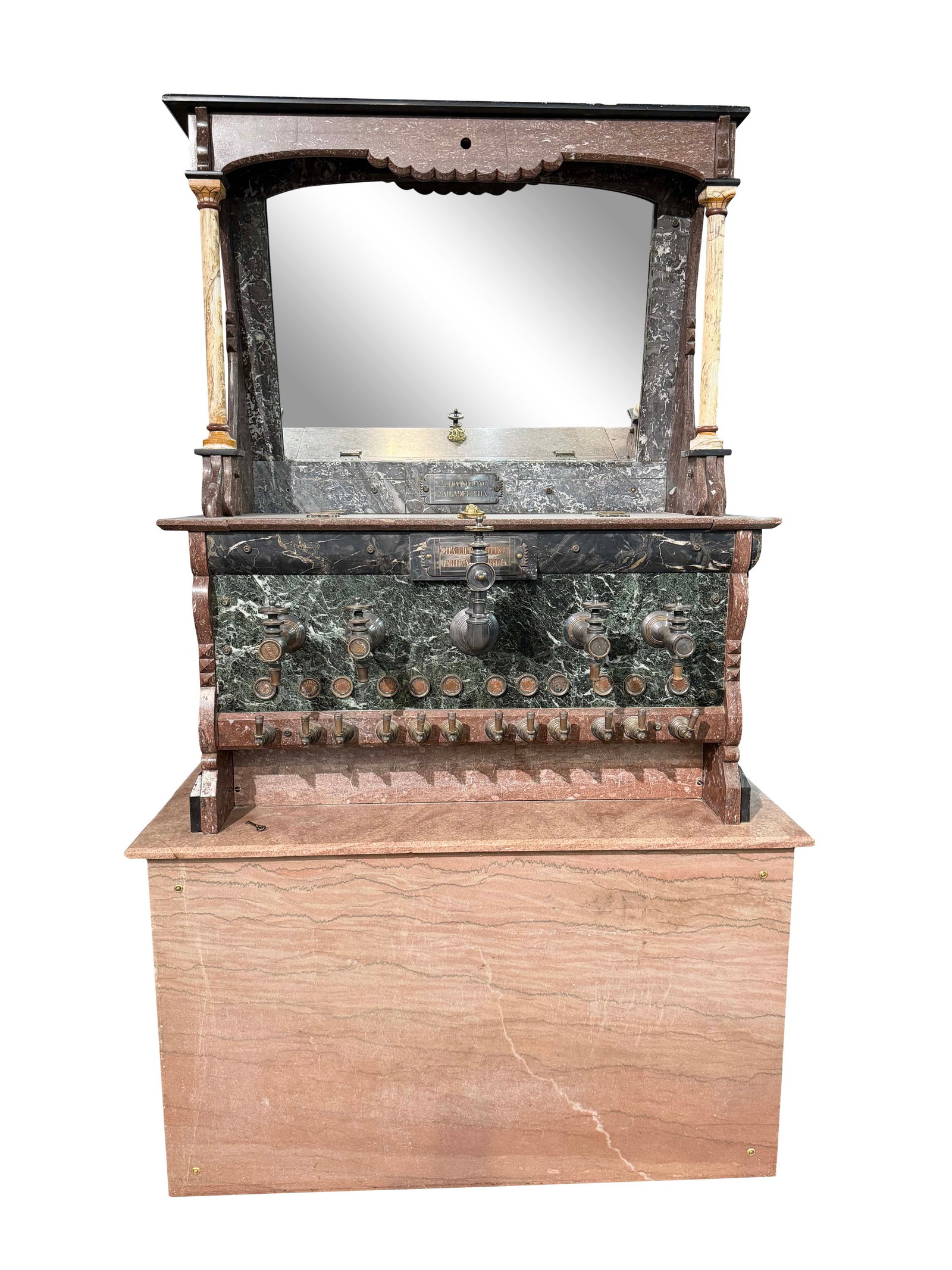 RARE, VICTORIAN MULTI COLORED MARBLE ORIGINAL SODA FOUNTAIN, CHA.s LIPPINCOTT & CO., (1 of 12)