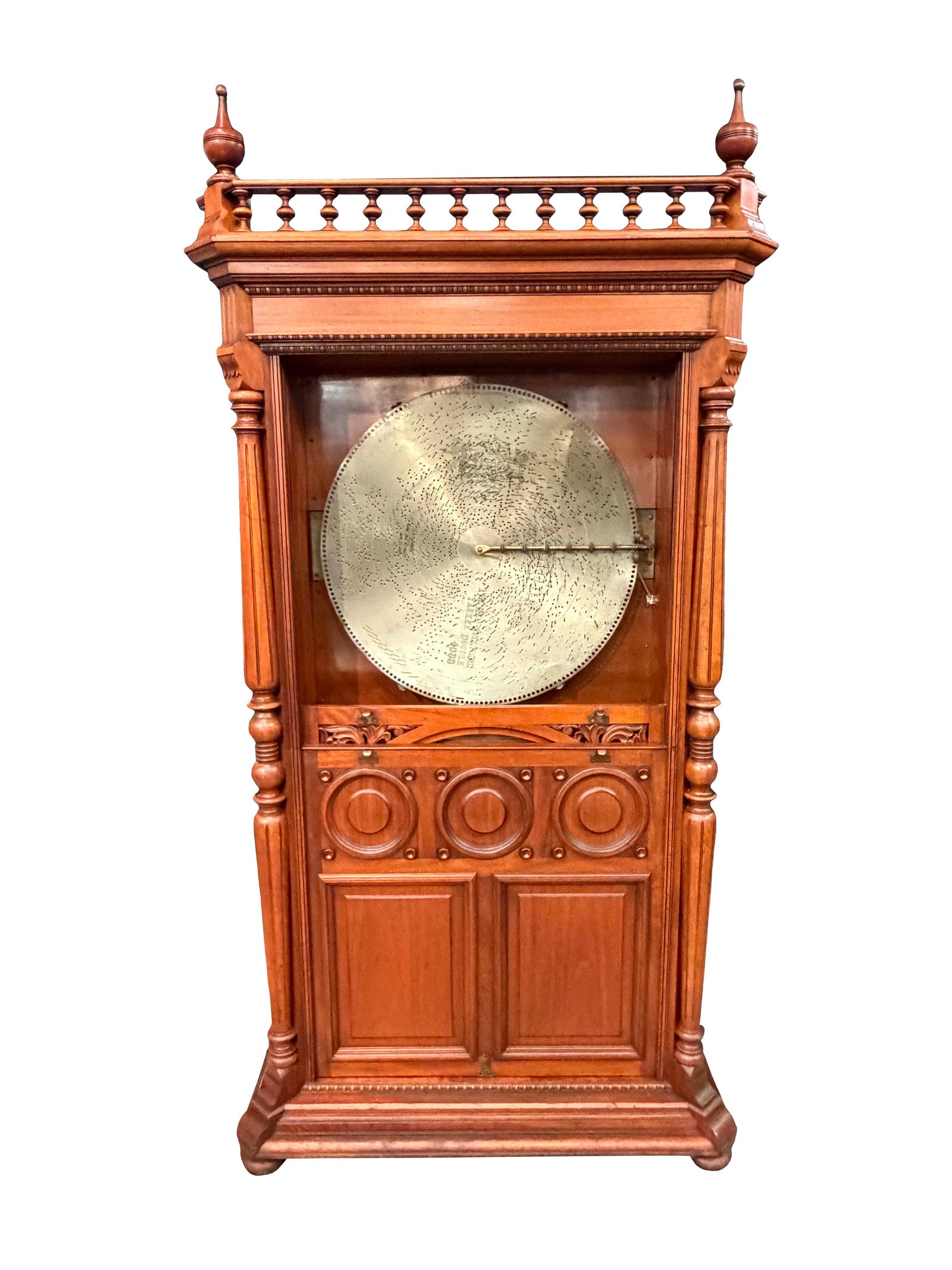 REGINA UPRIGHT MAHOGANY MUSIC BOX WITH 27" DISC INCLUDES 12 EXTRA DISC, EXCELLENT PLAYING CONDITION, (1 of 7)