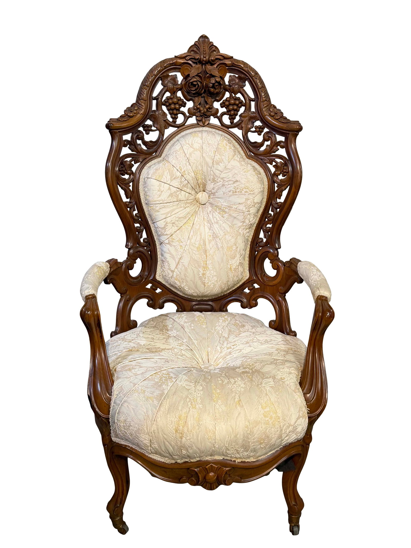 ROSEWOOD LAMINATED J&JW MEEKS ARM CHAIR HAWKINS PATTERN , 48"H X 26"W X 24"D (1 of 4)