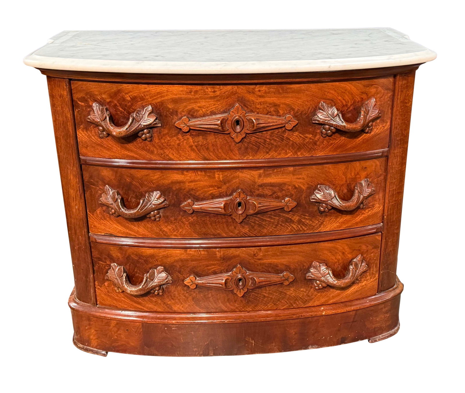 AMERICAN WALNUT 3 DRAWER MARBLE TOP CHEST MISSING BACK SPLASH, 28"H X 34"W X 20"D (1 of 4)