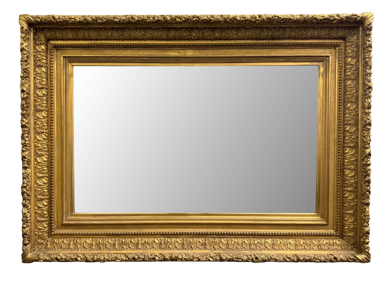 LATE 19TH CENTURY GOLD GILT FRAME WITH BEVELED MIRROR, SIZE 35" X 49" (1 of 2)