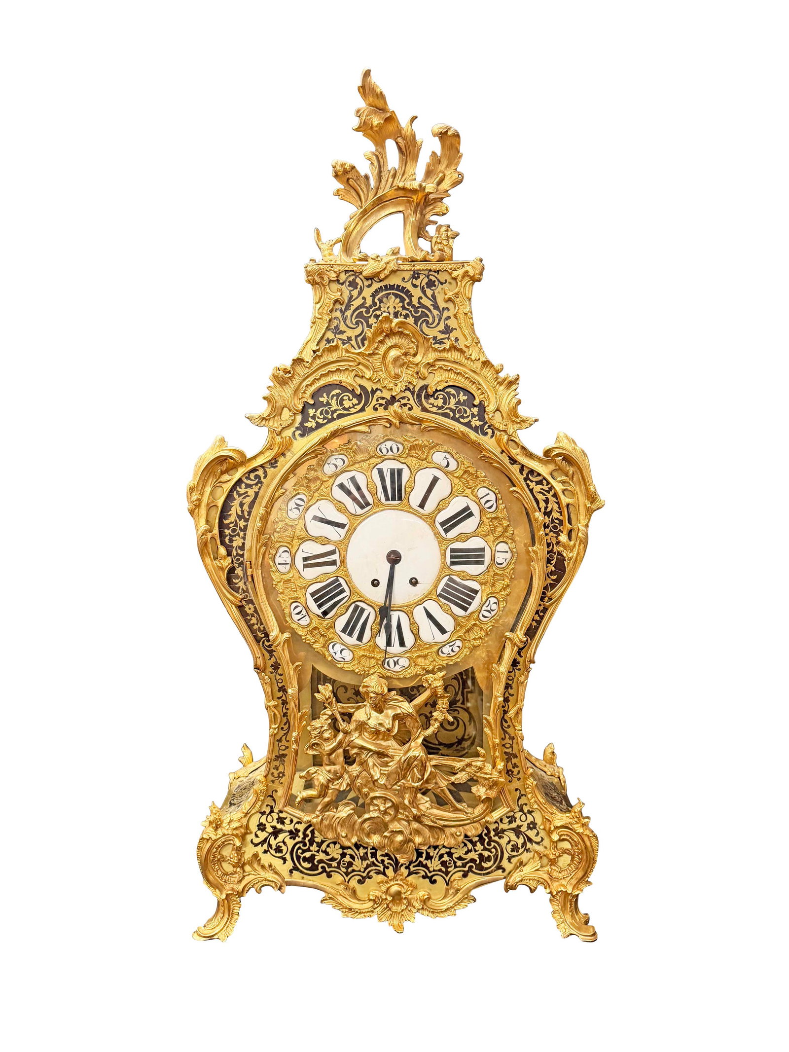 MONUMENTAL SIZE HEAVY GILT BRONZE FRENCH MANTEL CLOCK WITH BRASS INLAY, NEEDS SOME RESTORATION, VERY (1 of 4)