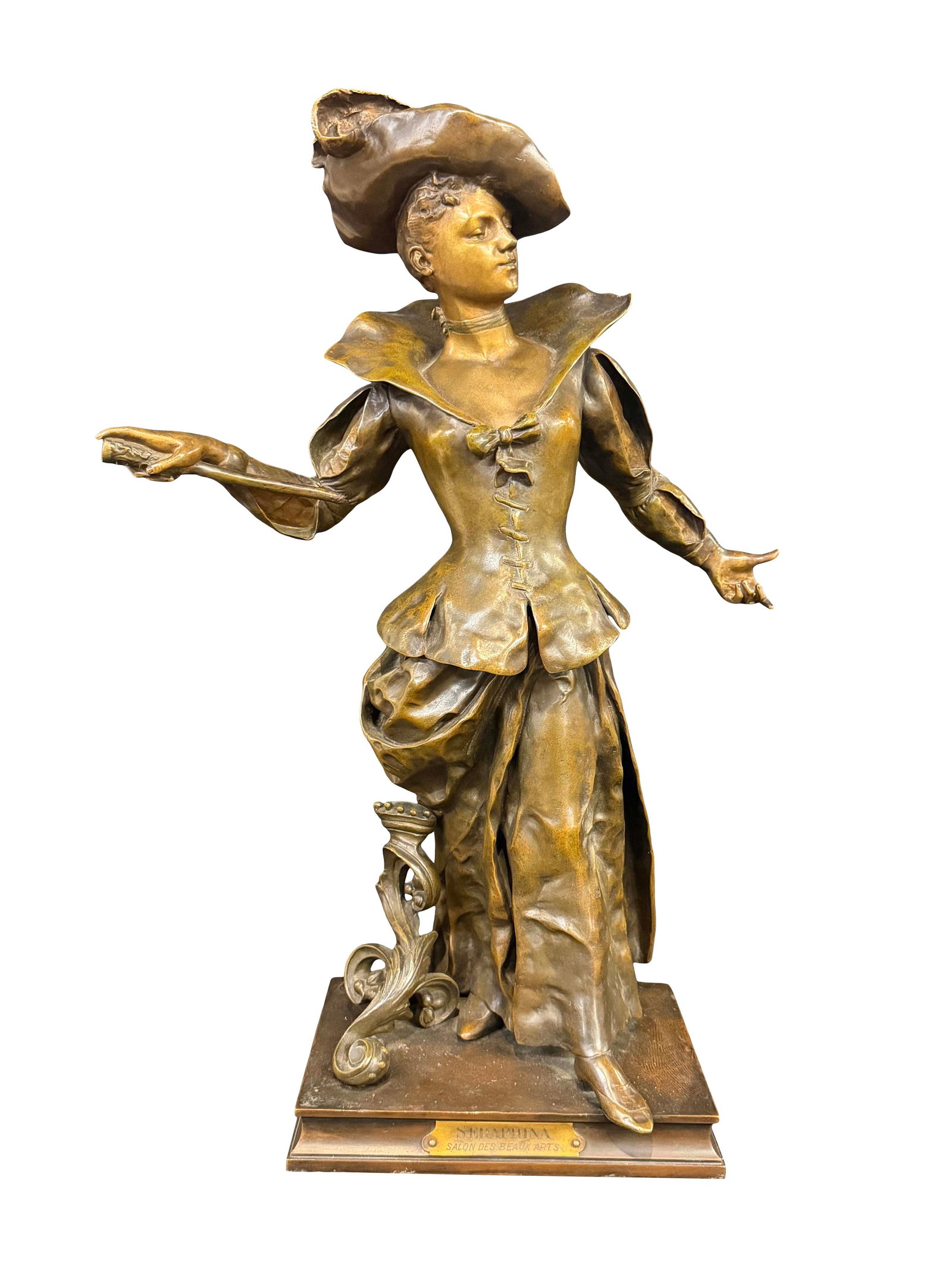 FINE QUALITY ANTIQUE BRONZE STATUE OF SERAPHINA, WITH FOUNDRY MARK, SIZE 27"H X 19"W, BASE 11"W X 7 (1 of 4)