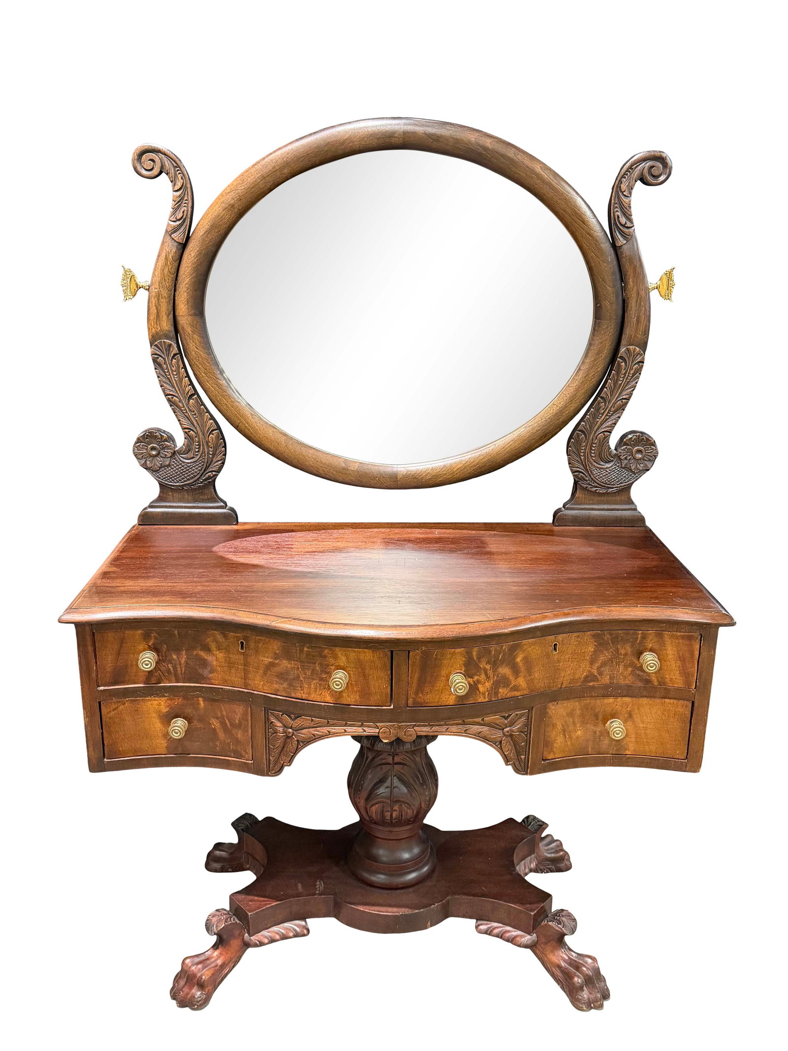 AMERICAN FEDERAL STYLE DRESSING VANITY WITH CLAW FEET, SIZE 58"H X 40"W X 21"D (1 of 3)