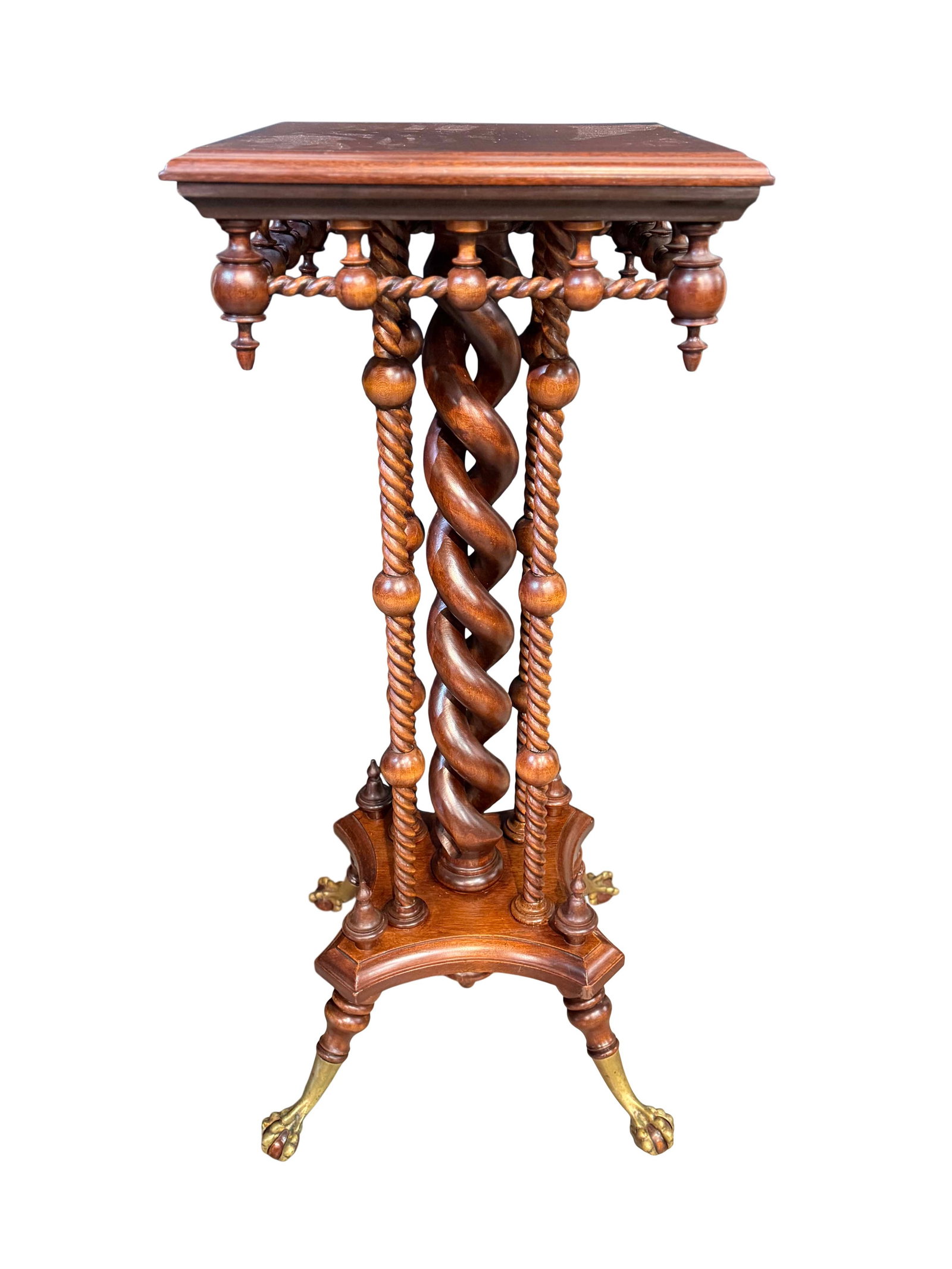 MAHOGANY FANCY MERKLIN OVERSIZED PEDESTAL, IN EXCELLENT CONDITION, SIZE 40"H TOP 16" X 16" (1 of 2)