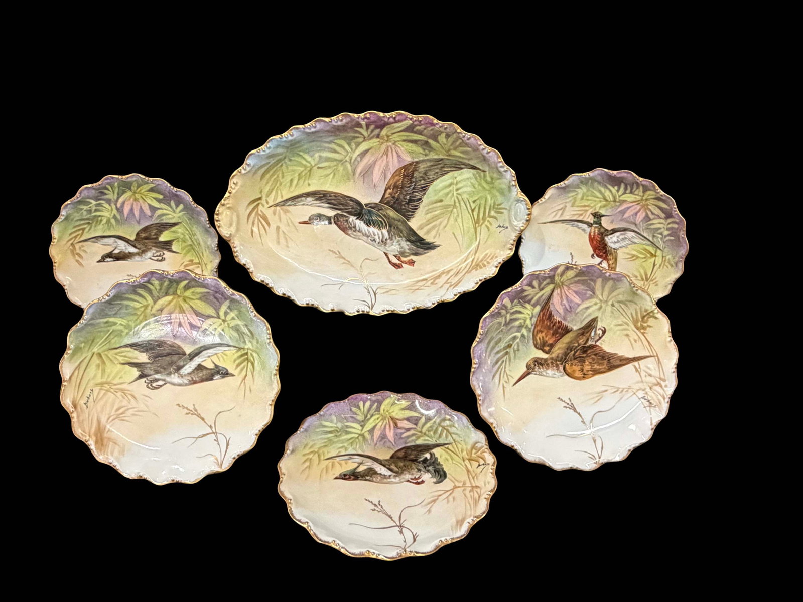 6 PC LIMOGES GAME SET, PLATTER SIZE 12"X19", PLATES 9 1/2" - EACH (1 of 3)