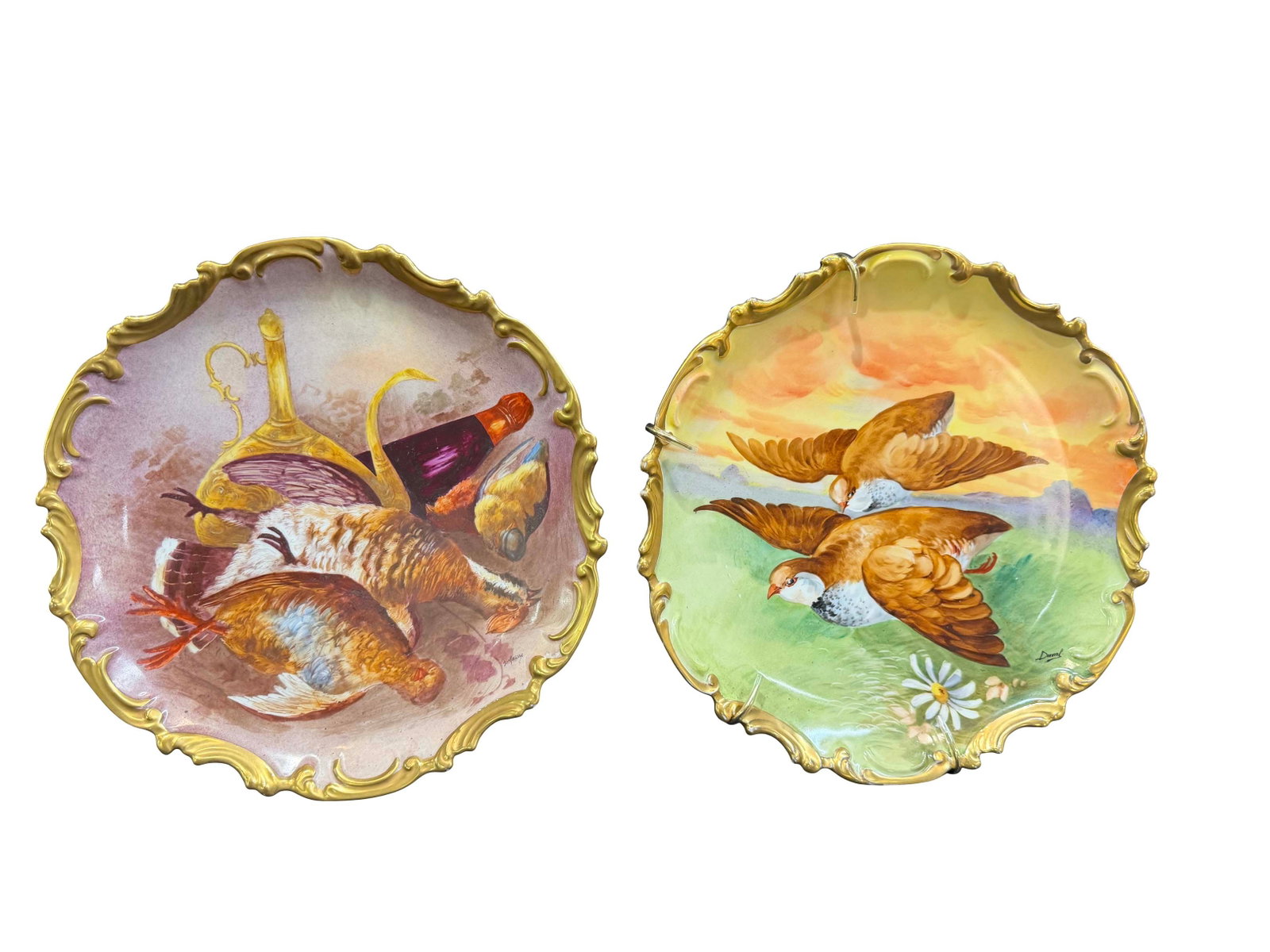 PAIR OF HAND PAINTED LIMOGES GAME PLATES SIZE 13" (1 of 2)
