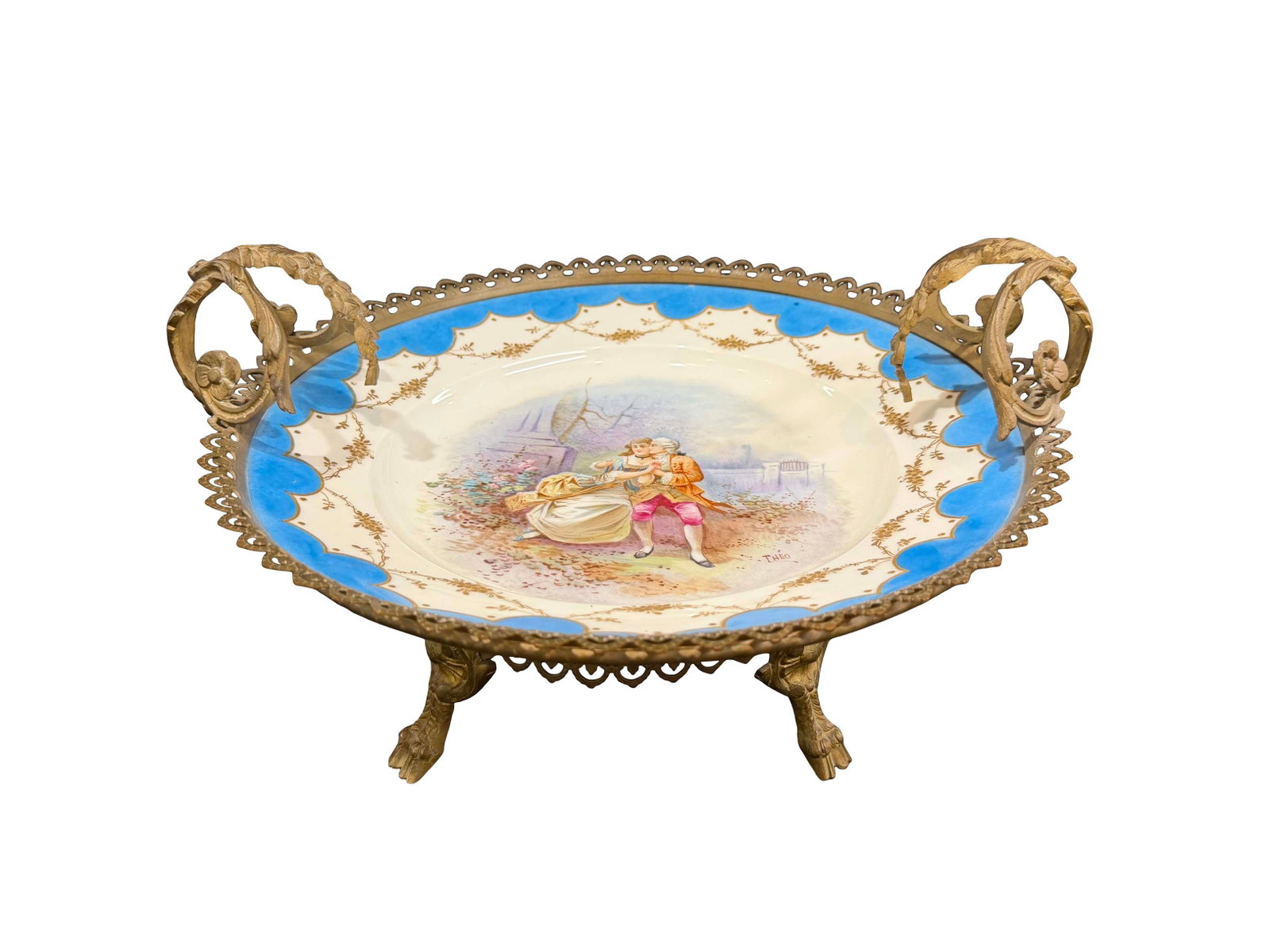 SEVRES STYLE HAND PAINTED PORCELAIN CENTER PIECE SIZE 8"H X 16"W (1 of 2)