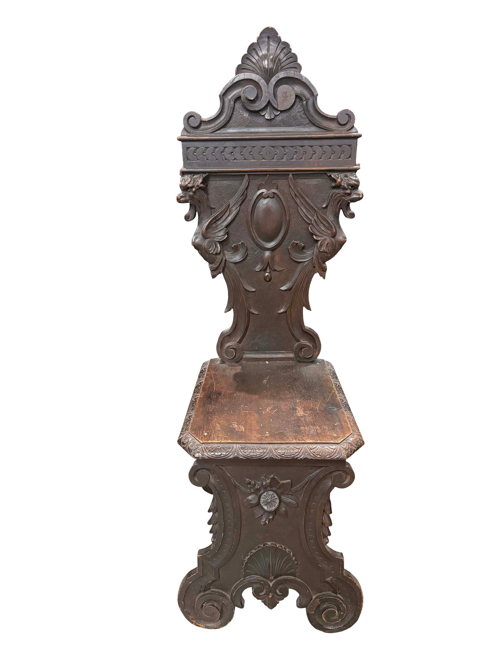 HEAVY CARVED ITALIAN SIDE CHAIR 47"H X 16"W X 20"D (1 of 2)